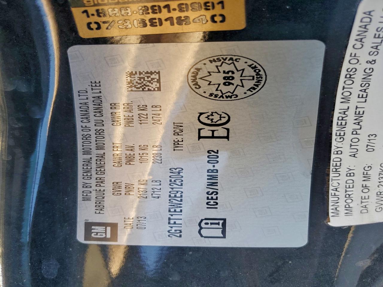 2014 Chevrolet Camaro 2Ss VIN: 2G1FT1EW2E9125043 Lot: 91708905