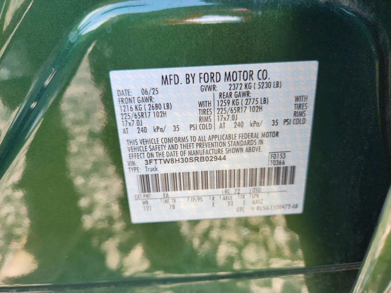 2025 Ford Maverick Xlt VIN: 3FTTW8H30SRB02944 Lot: 92228565