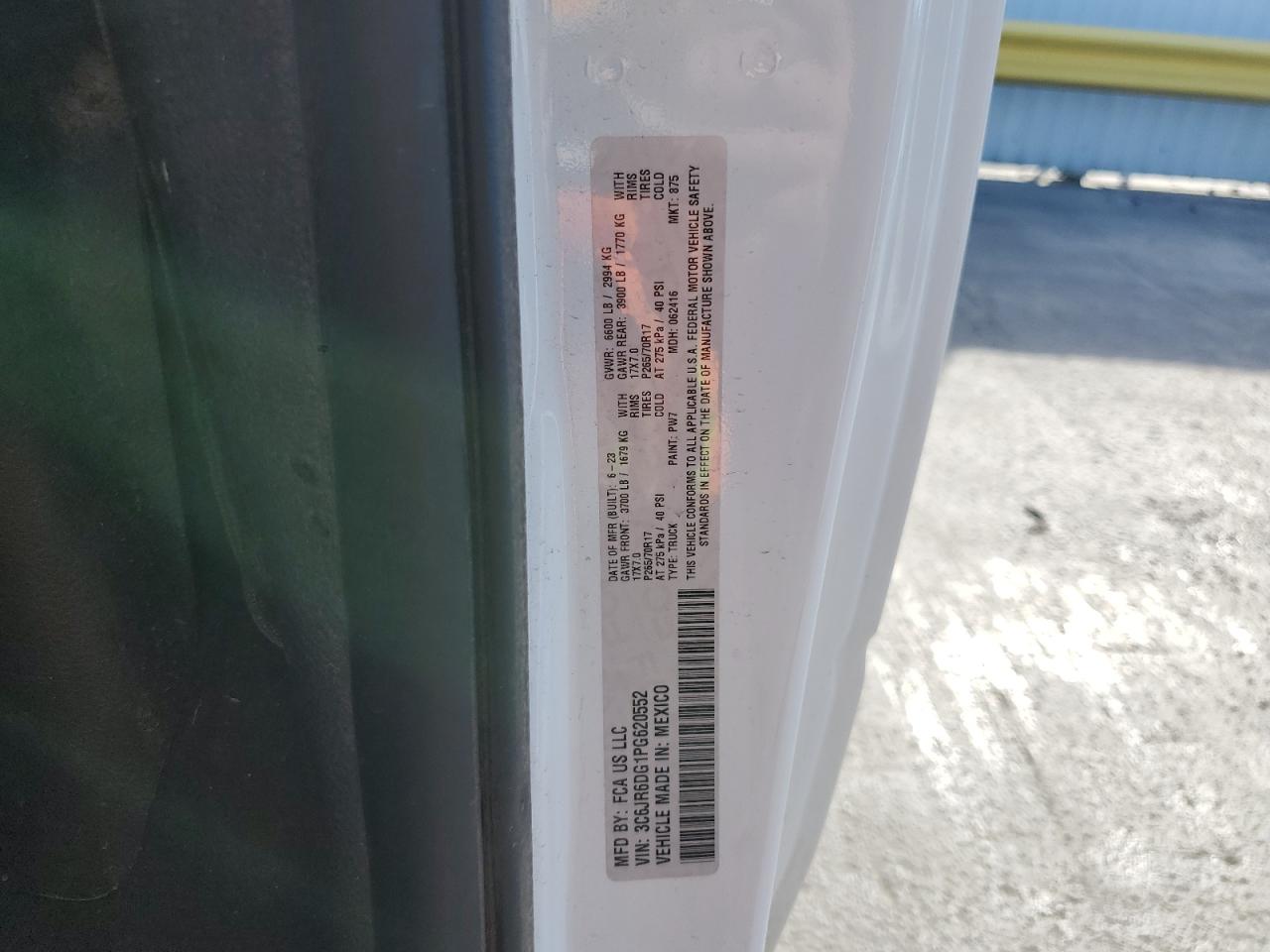 2023 Ram 1500 Classic Tradesman VIN: 3C6JR6DG1PG620552 Lot: 92057425