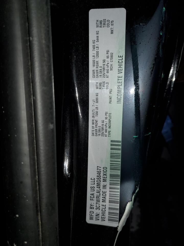 2021 Ram 4500 Tradesman Regul VIN: 3C7WRLAL4MG684677 Lot: 90727585