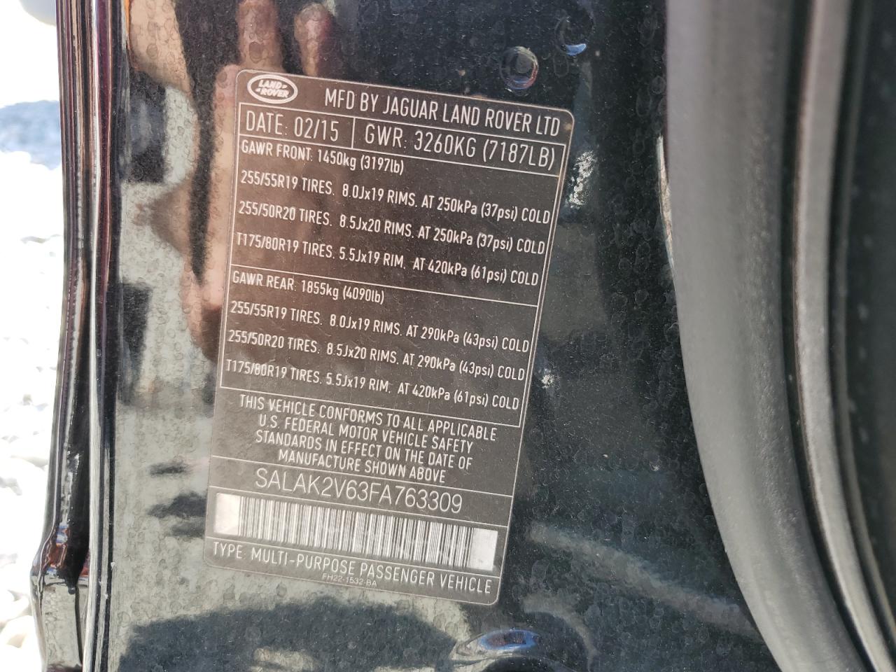 2015 Land Rover Lr4 Hse Luxury VIN: SALAK2V63FA763309 Lot: 91323875