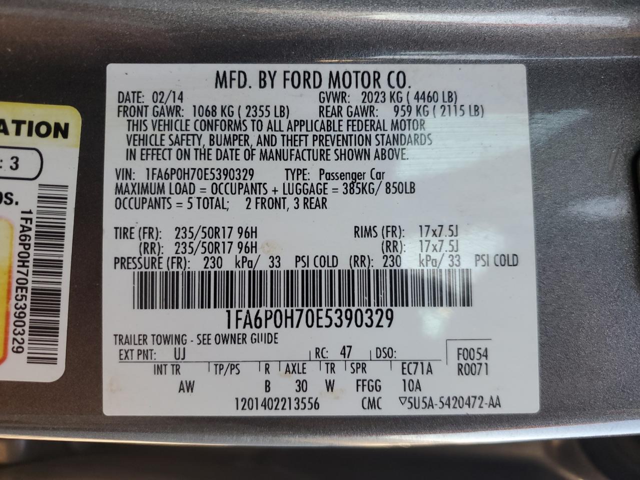 2014 Ford Fusion Se VIN: 1FA6P0H70E5390329 Lot: 91017825