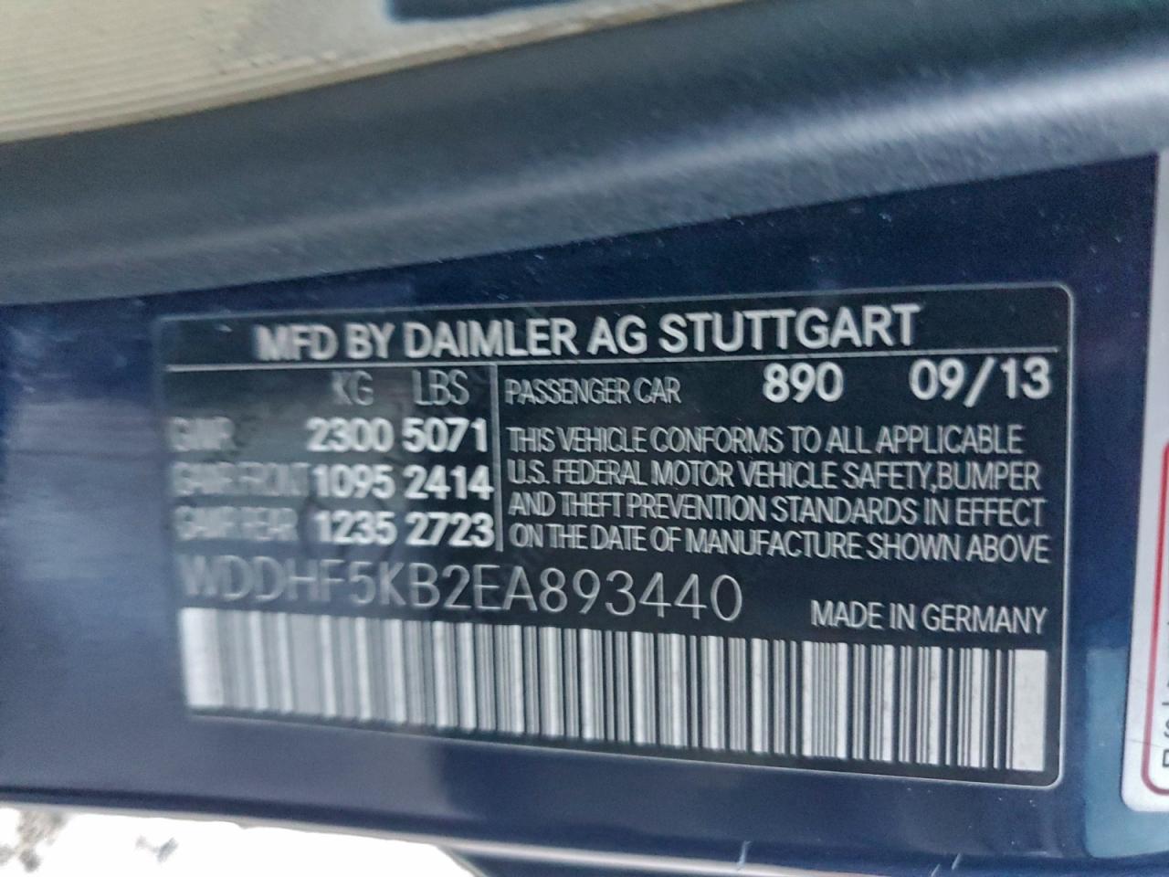 2014 Mercedes-Benz E 350 VIN: WDDHF5KB2EA893440 Lot: 94183705