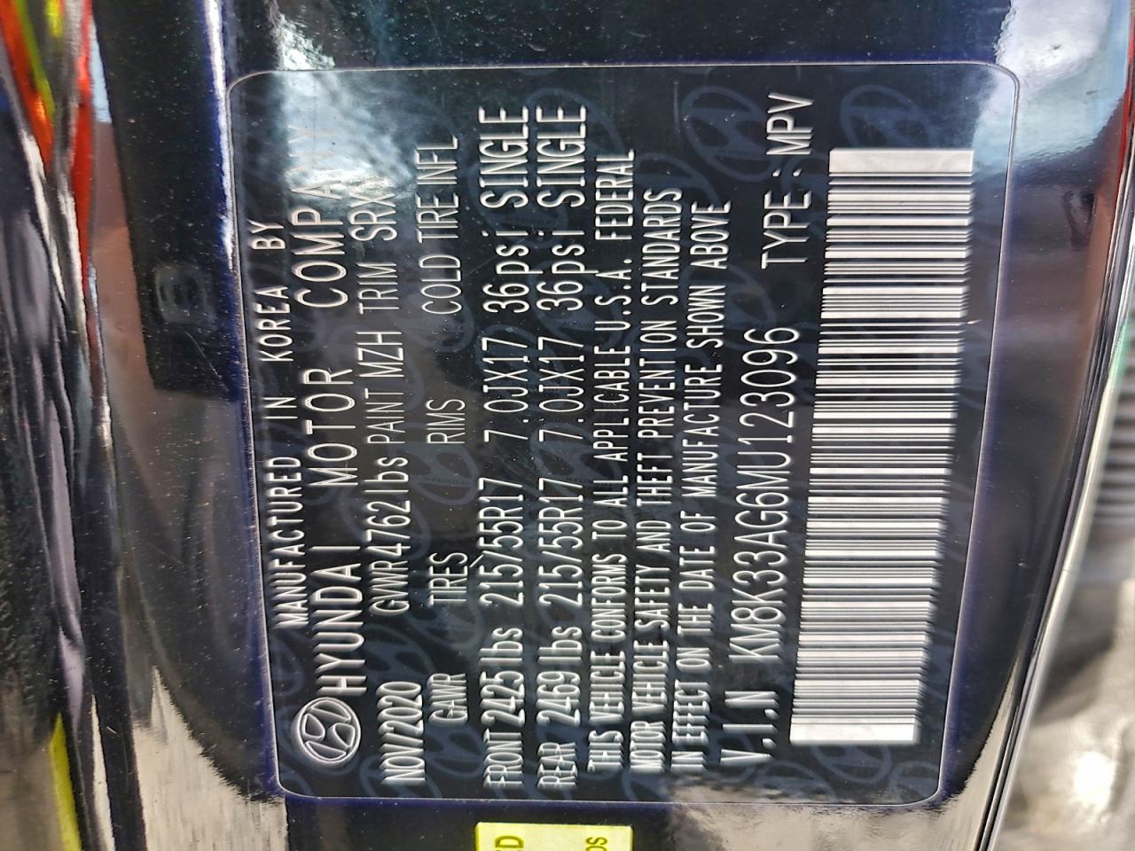 2021 Hyundai Kona Limited VIN: KM8K33AG6MU123096 Lot: 92930265