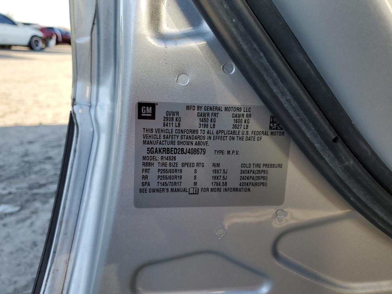 2011 Buick Enclave Cxl VIN: 5GAKRBED2BJ408679 Lot: 92331875