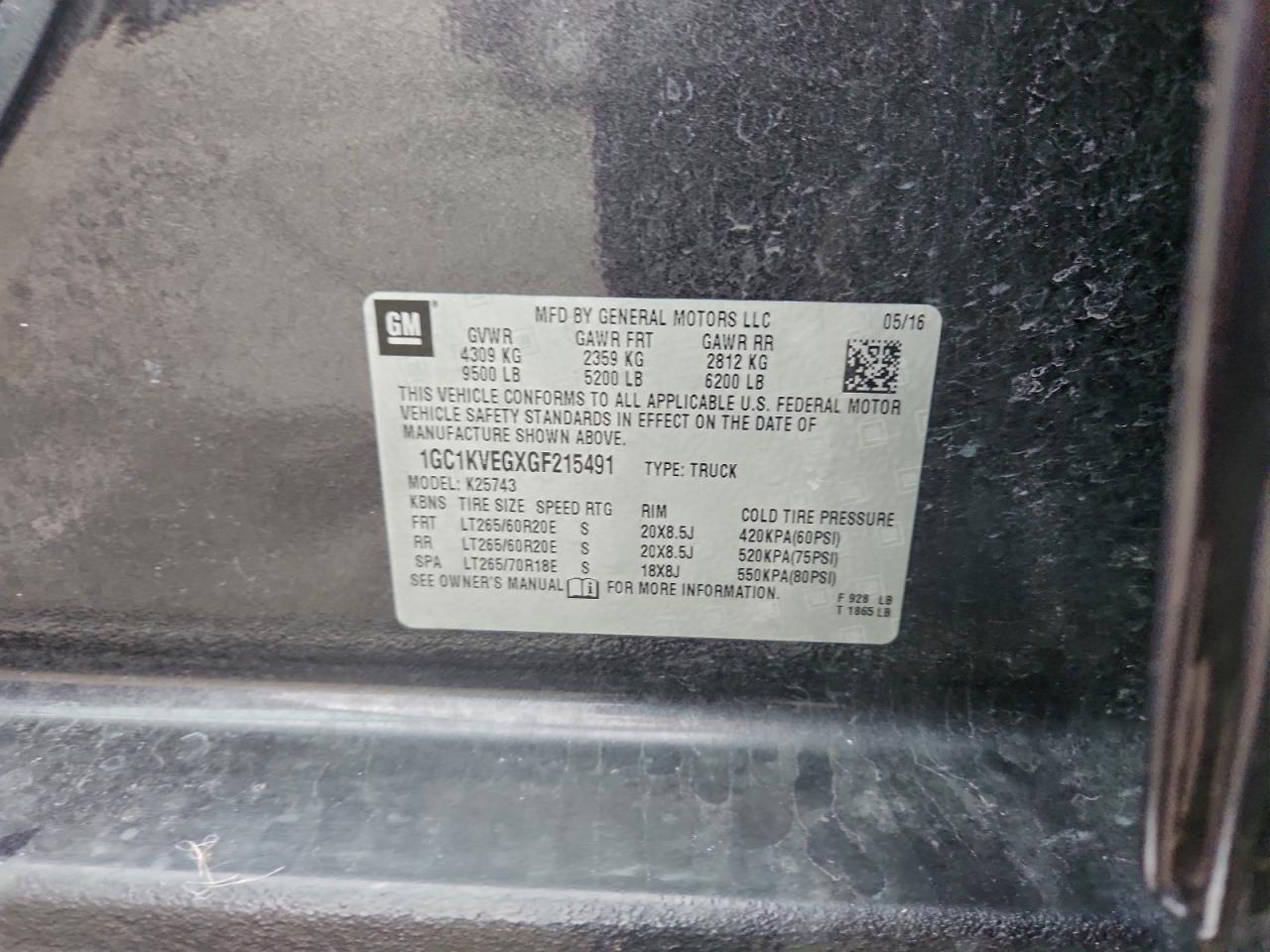 2016 Chevrolet Silverado K2500 Heavy Duty Lt VIN: 1GC1KVEGXGF215491 Lot: 94286855