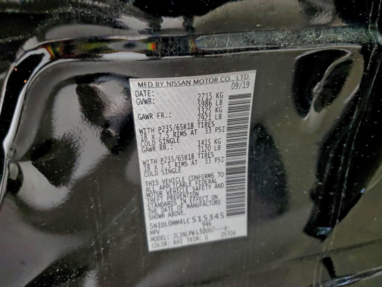 2020 Infiniti Qx60 Luxe VIN: 5N1DL0MM4LC515345 Lot: 93983035