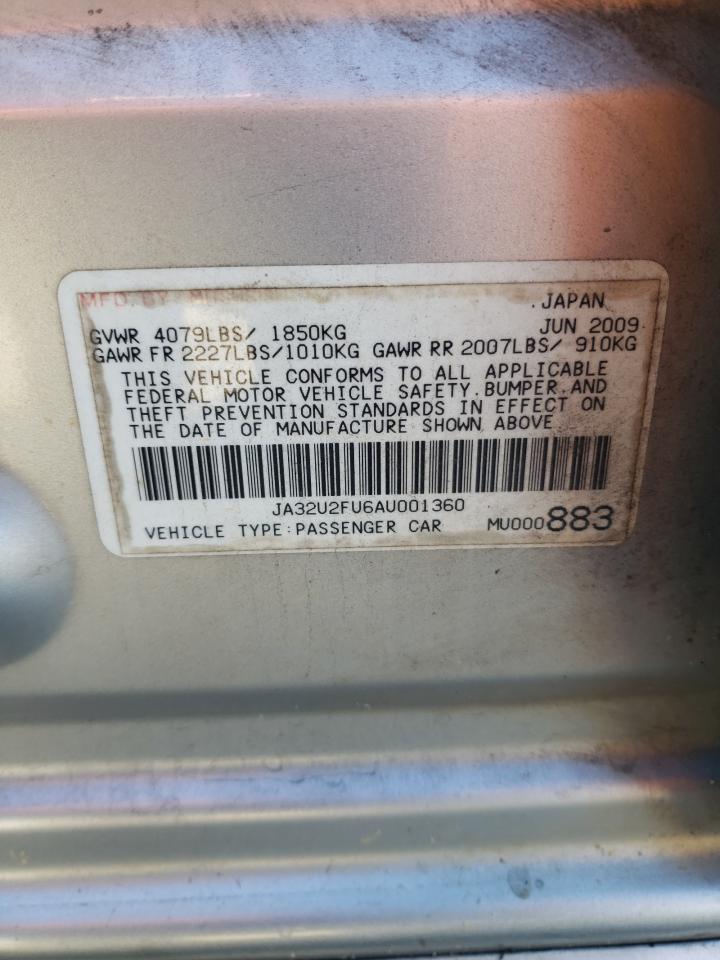 2010 Mitsubishi Lancer Es/Es Sport VIN: JA32U2FU6AU001360 Lot: 92259085