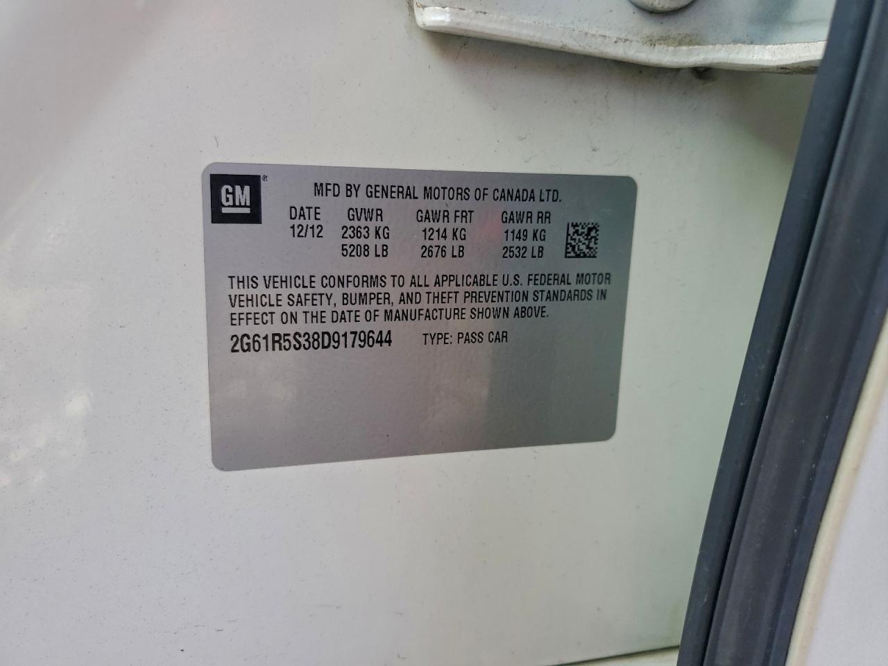 2013 Cadillac Xts Luxury Collection VIN: 2G61R5S38D9179644 Lot: 94031625