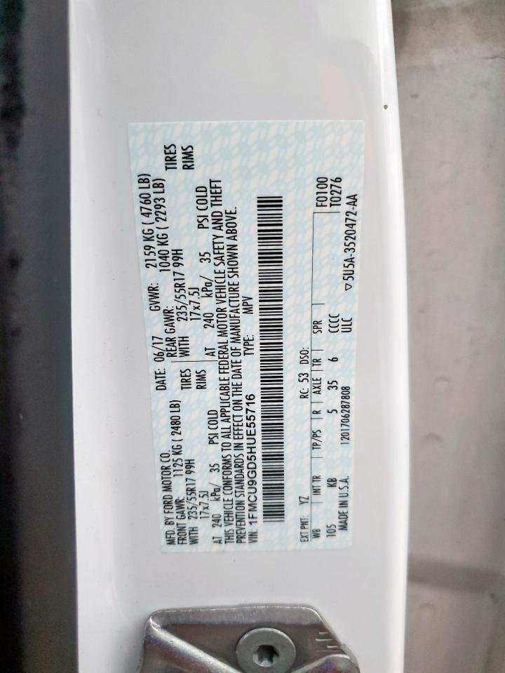 2017 Ford Escape Se VIN: 1FMCU9GD5HUE55716 Lot: 93282685