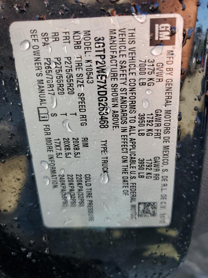 2013 GMC Sierra K1500 Slt VIN: 3GTP2WE7XDG263468 Lot: 85430195