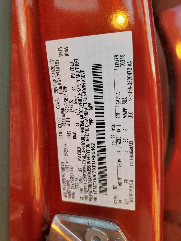 2015 Ford Escape S VIN: 1FMCU0F7XFUB80462 Lot: 90706555