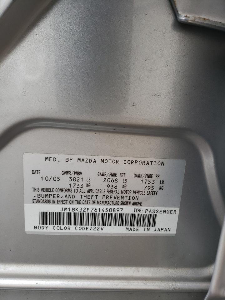 2006 Mazda 3 I VIN: JM1BK32F761450897 Lot: 91790645