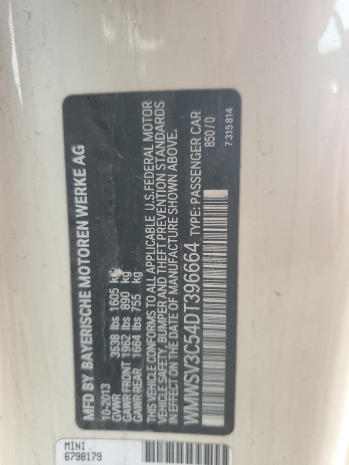 2013 Mini Cooper S VIN: WMWSV3C54DT396664 Lot: 93482425