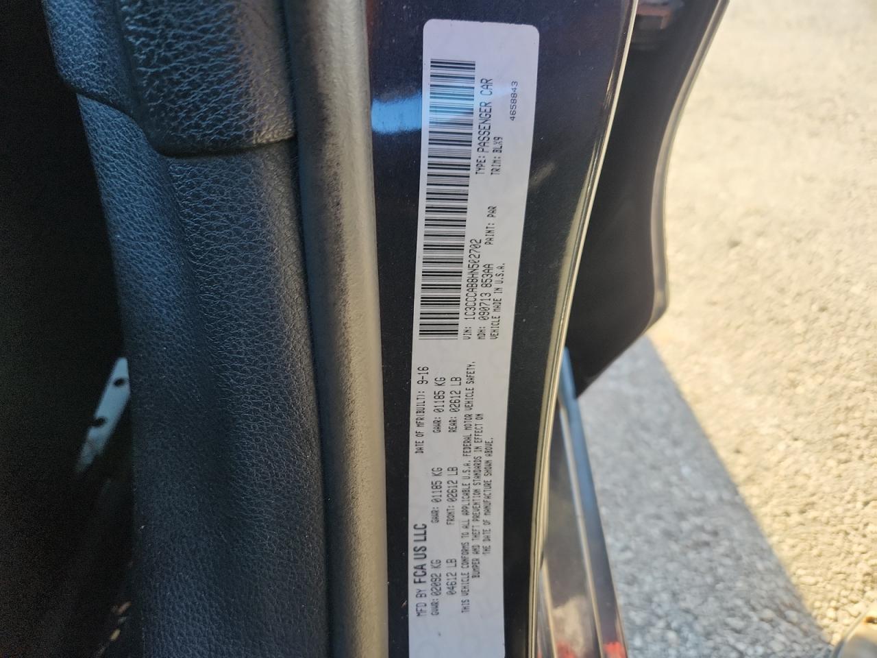 2017 Chrysler 200 Limited VIN: 1C3CCCAB8HN502702 Lot: 91478225