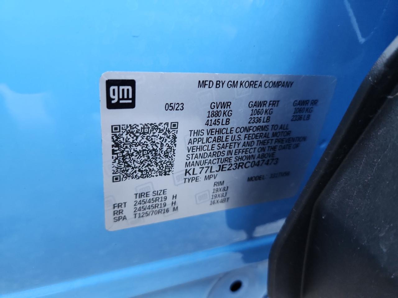 2024 Chevrolet Trax 2Rs VIN: KL77LJE23RC047473 Lot: 92622935