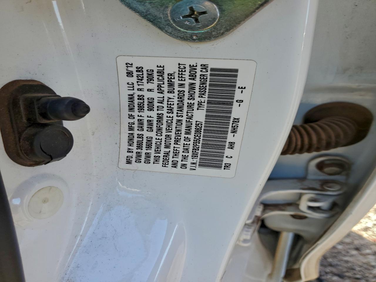 2012 Honda Civic Lx VIN: 19XFB2F55CE086257 Lot: 94496475