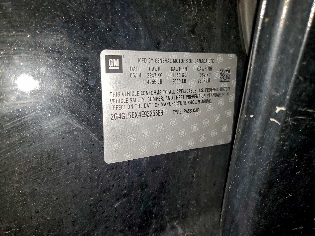 2014 Buick Regal VIN: 2G4GL5EX4E9325588 Lot: 94530095