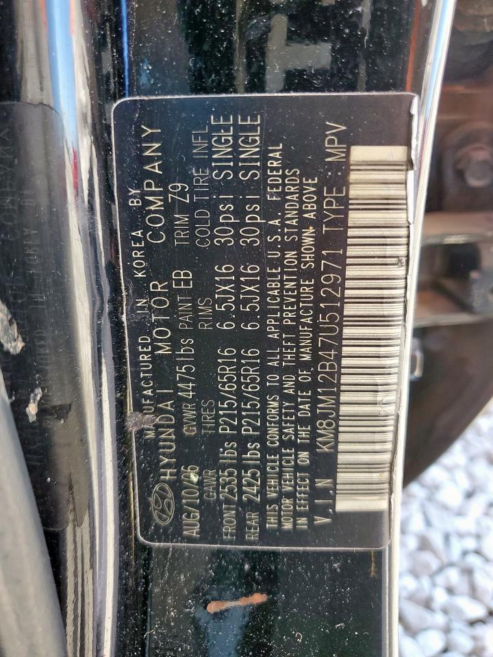 2007 Hyundai Tucson Gls VIN: KM8JM12B47U512971 Lot: 90786985