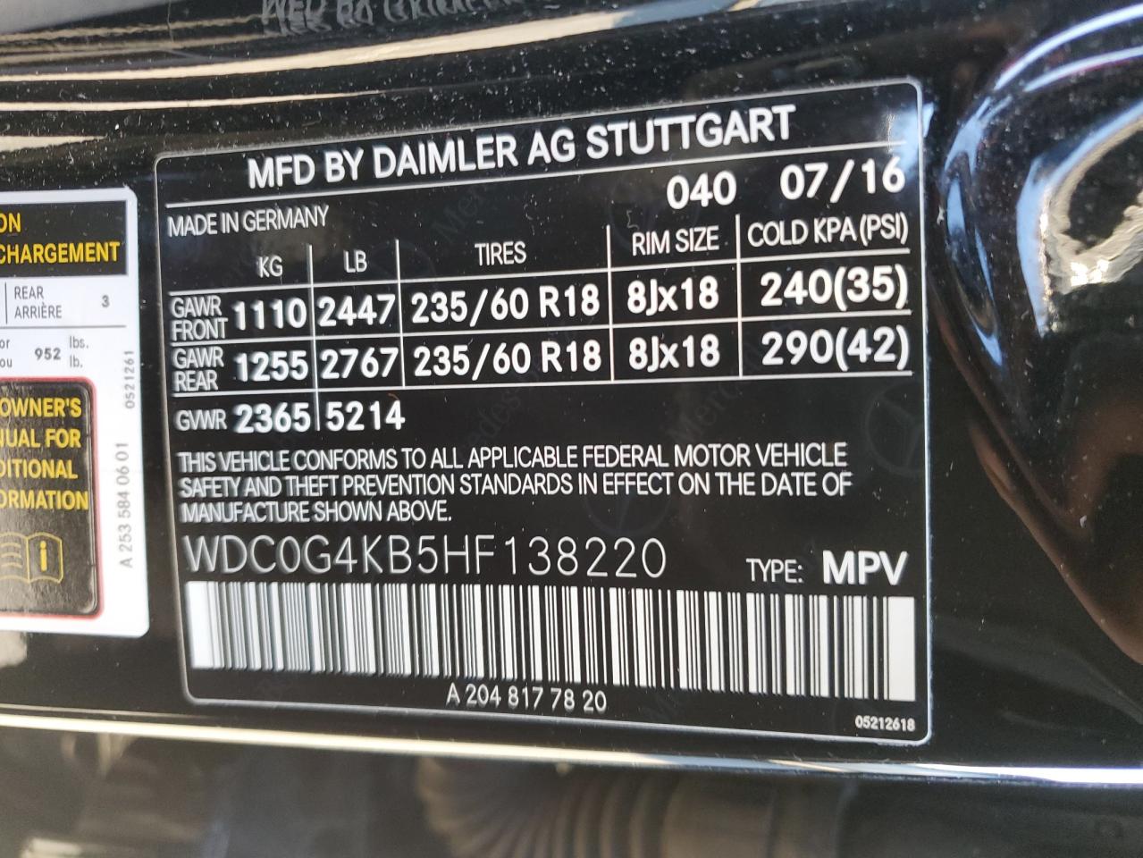 2017 Mercedes-Benz Glc 300 4Matic VIN: WDC0G4KB5HF138220 Lot: 90459425