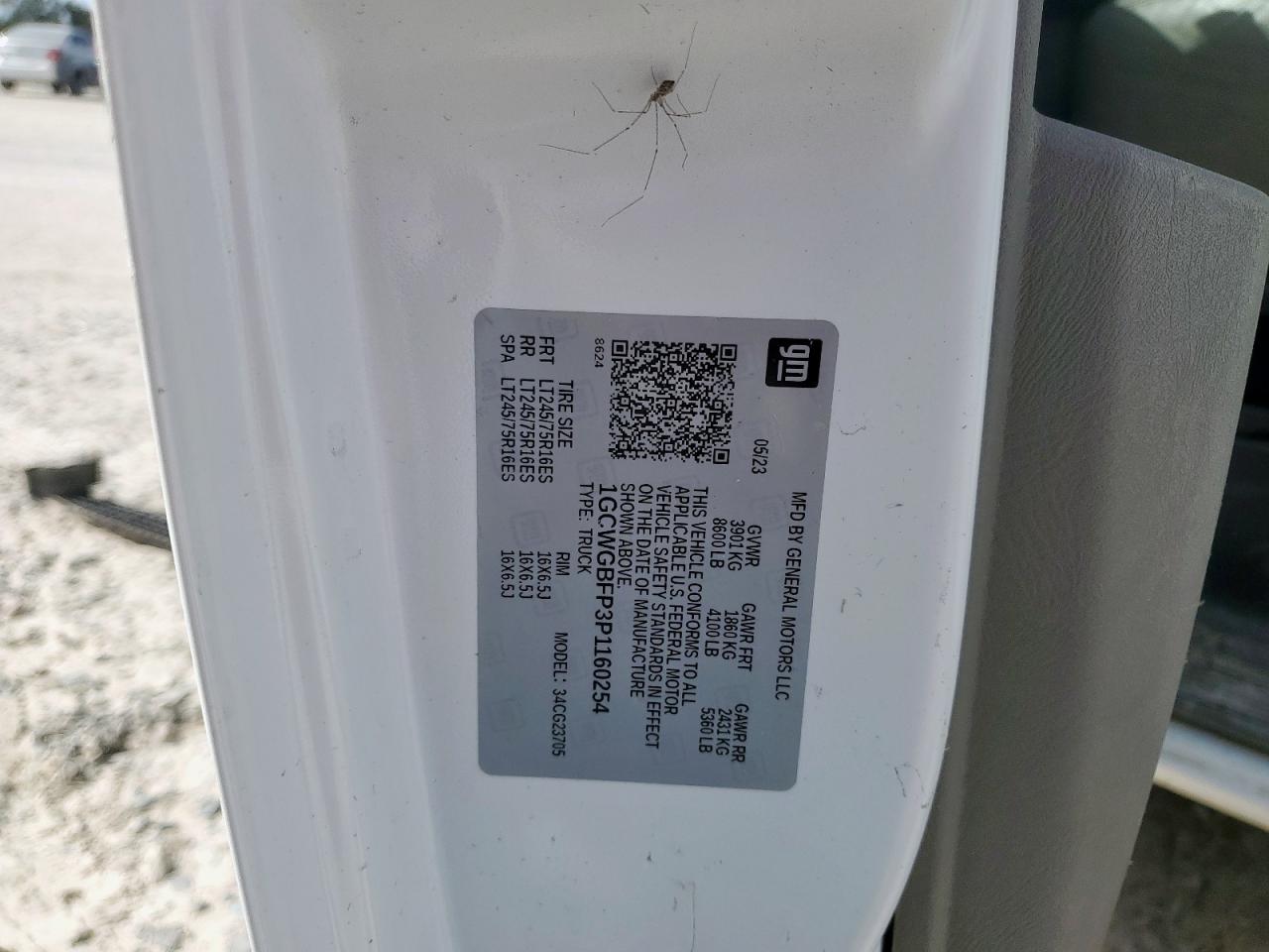 2023 Chevrolet Express G2500 VIN: 1GCWGBFP3P1160254 Lot: 92397515