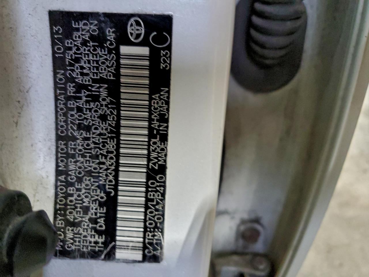 2014 Toyota Prius VIN: JTDKN3DU8E1745217 Lot: 94216465