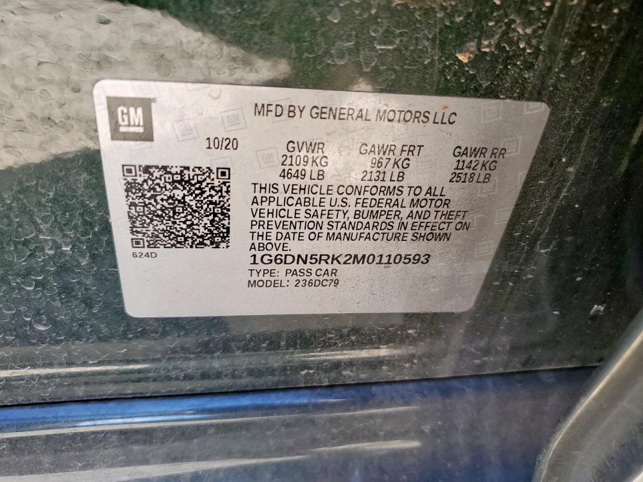 2021 Cadillac Ct5 Premium Luxury VIN: 1G6DN5RK2M0110593 Lot: 92704135