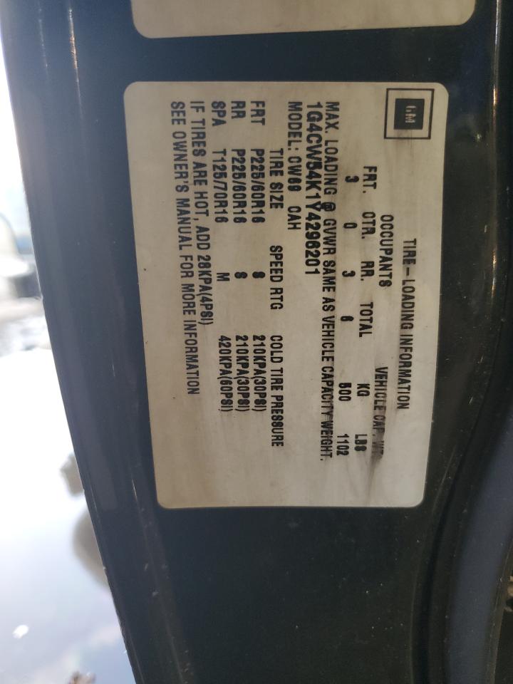 2000 Buick Park Avenue VIN: 1G4CW54K1Y4296201 Lot: 91640925