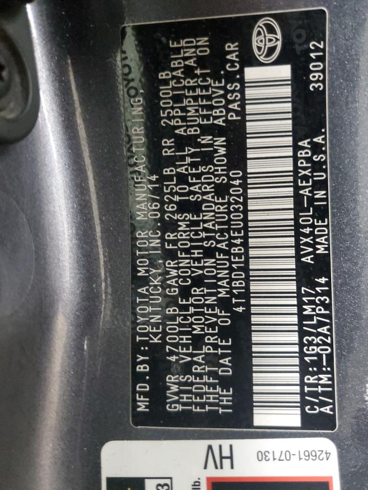 2014 Toyota Avalon Hybrid VIN: 4T1BD1EB4EU032040 Lot: 91495005