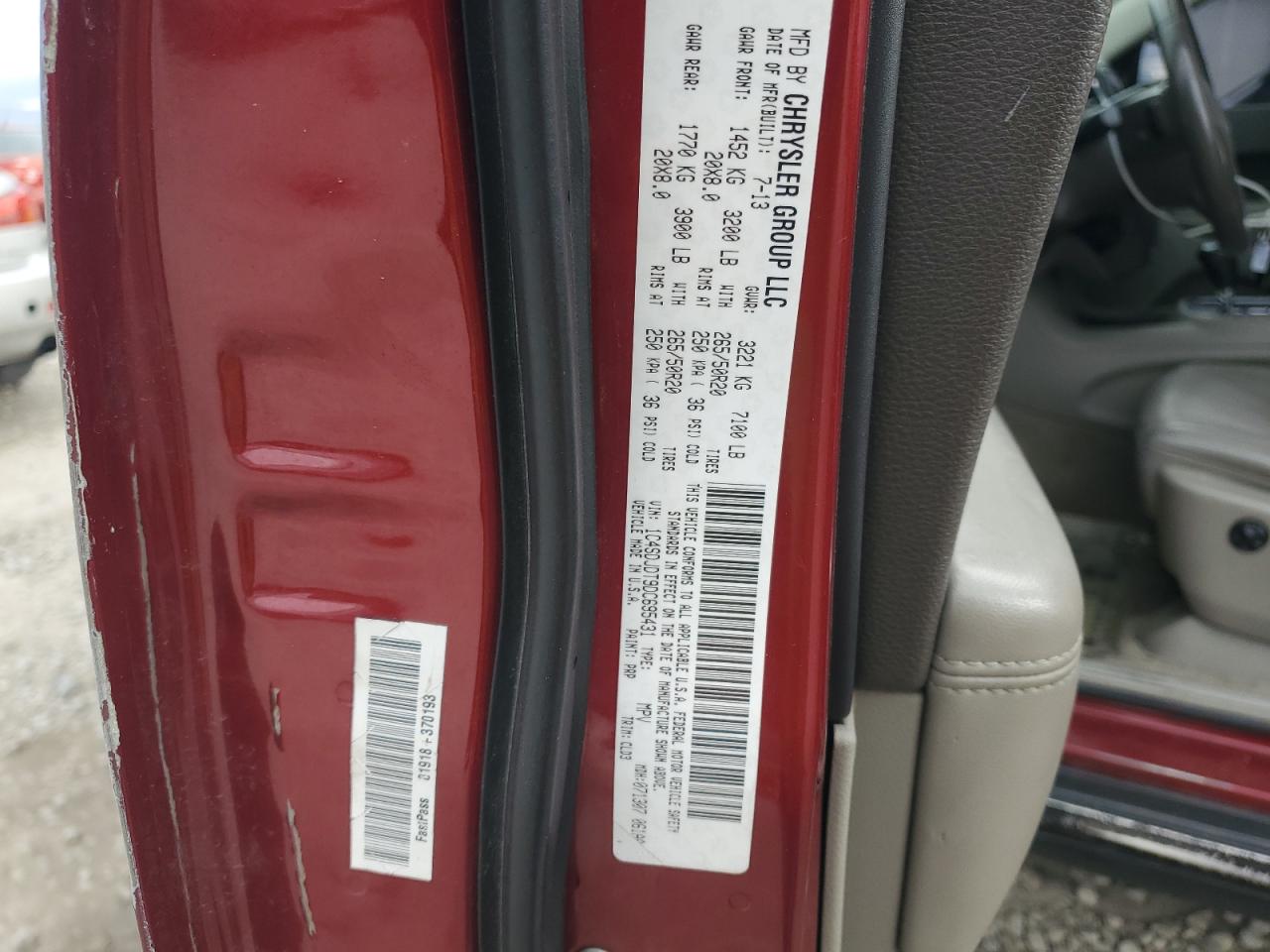 2013 Dodge Durango Crew VIN: 1C4SDJDT9DC695431 Lot: 92664925