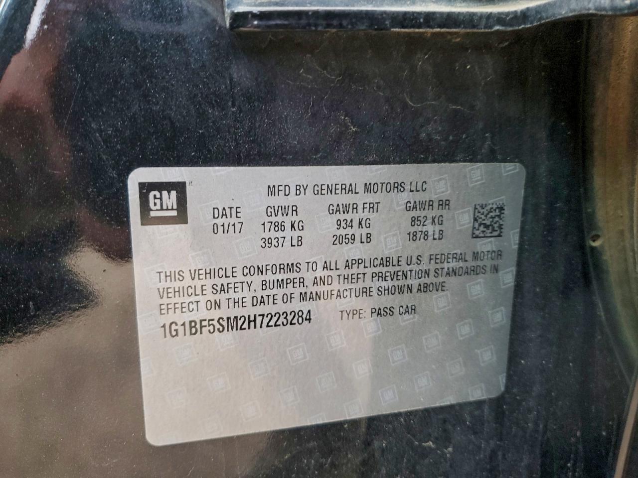 2017 Chevrolet Cruze Premier VIN: 1G1BF5SM2H7223284 Lot: 94514115