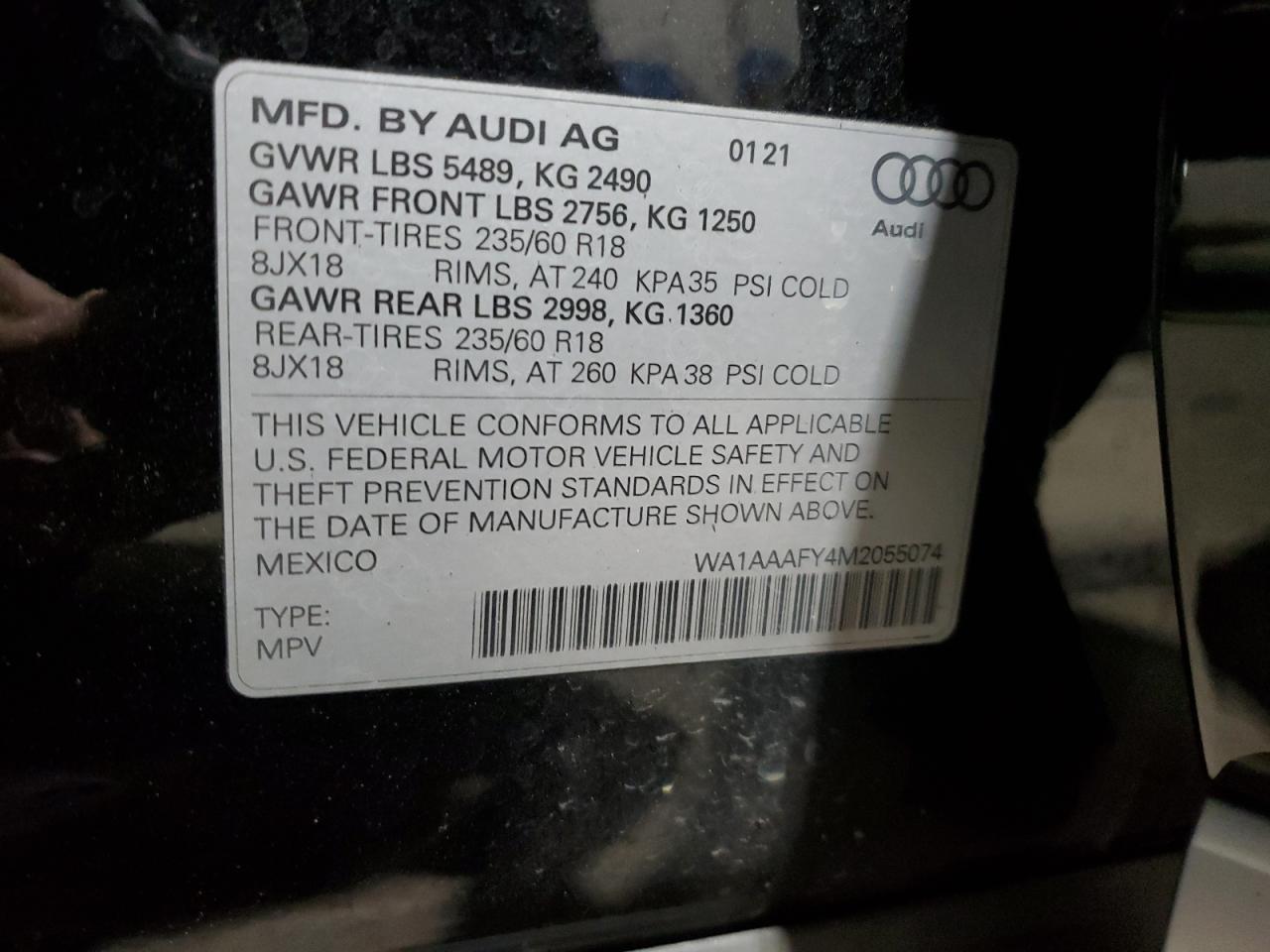 2021 Audi Q5 Premium VIN: WA1AAAFY4M2055074 Lot: 92409905