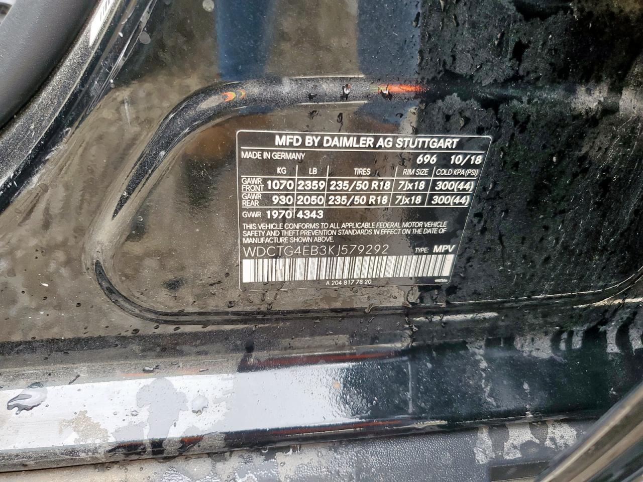 2019 Mercedes-Benz Gla 250 VIN: WDCTG4EB3KJ579292 Lot: 92364295