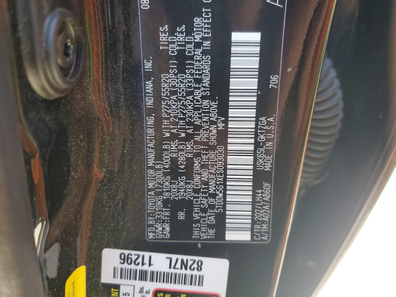 2014 Toyota Sequoia Platinum VIN: 5TDDW5G1XES093030 Lot: 91099535