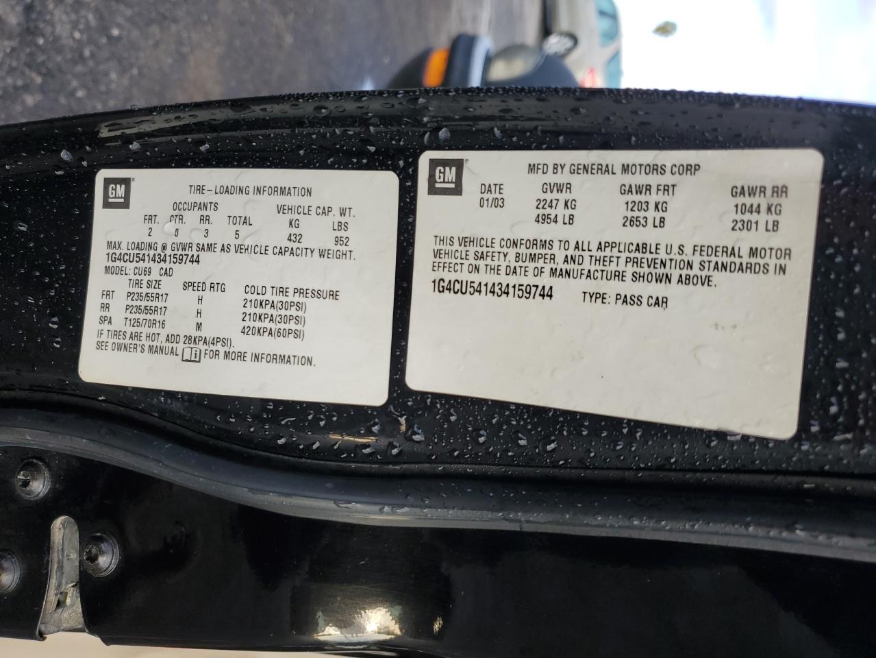 2003 Buick Park Avenue Ultra VIN: 1G4CU541434159744 Lot: 92498635