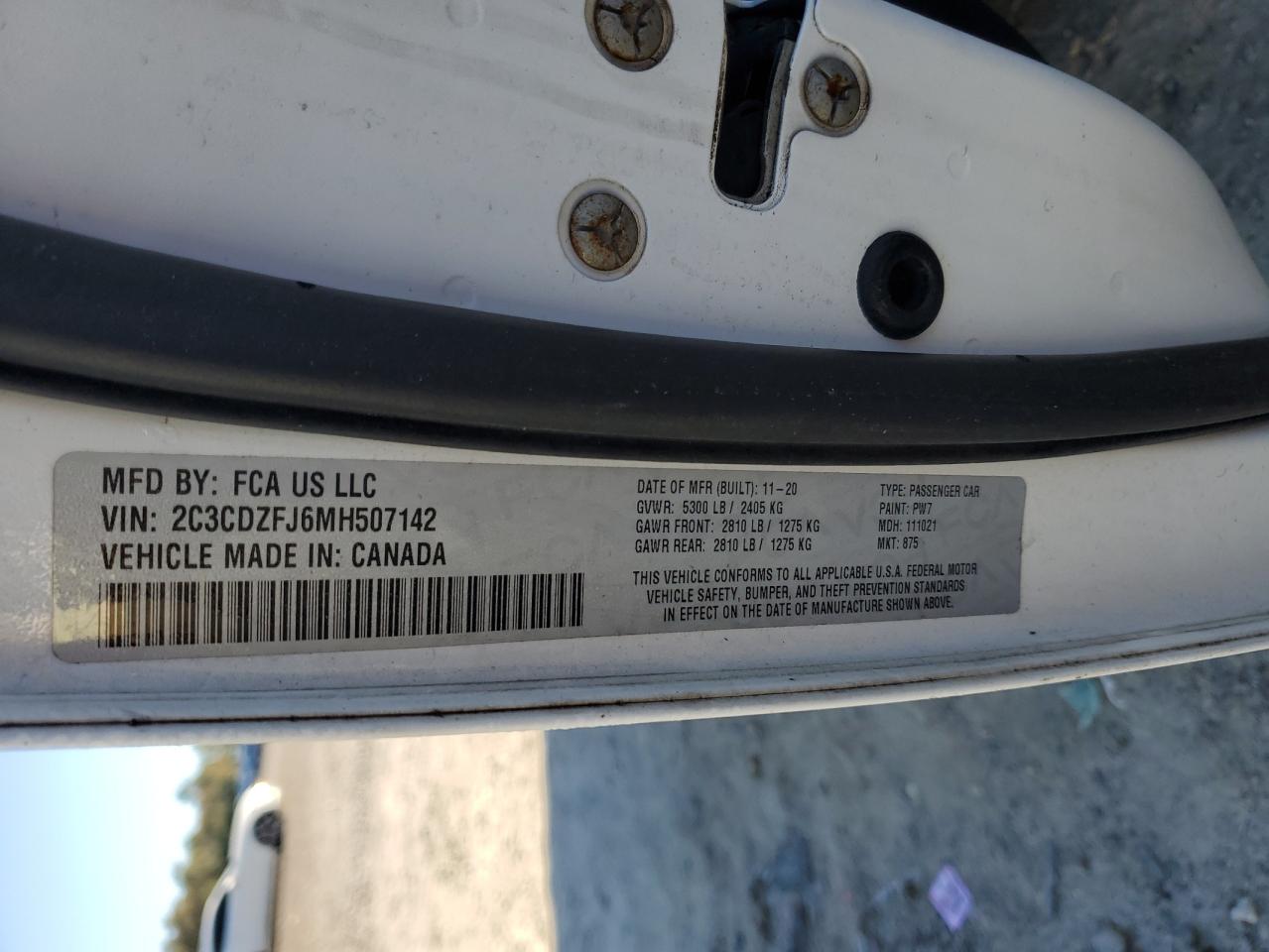 2021 Dodge Challenger R/T Scat Pack VIN: 2C3CDZFJ6MH507142 Lot: 91049725