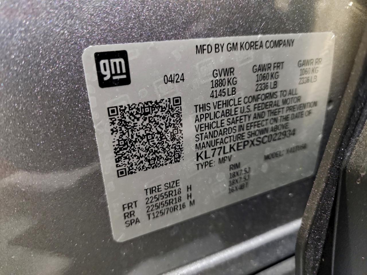 2025 Chevrolet Trax Activ VIN: KL77LKEPXSC022934 Lot: 93709875