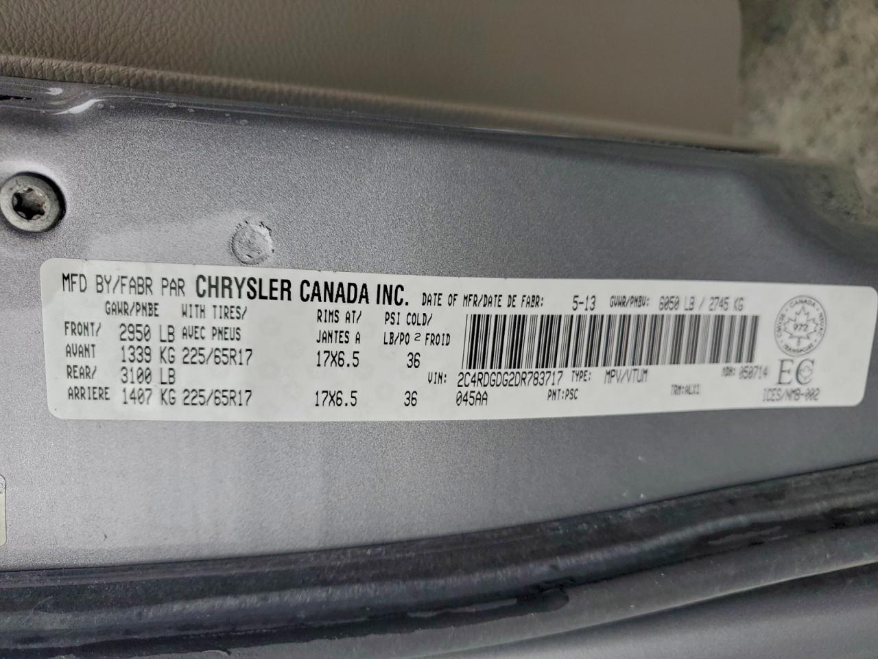 2013 Dodge Grand Caravan Crew VIN: 2C4RDGDG2DR783717 Lot: 94298915