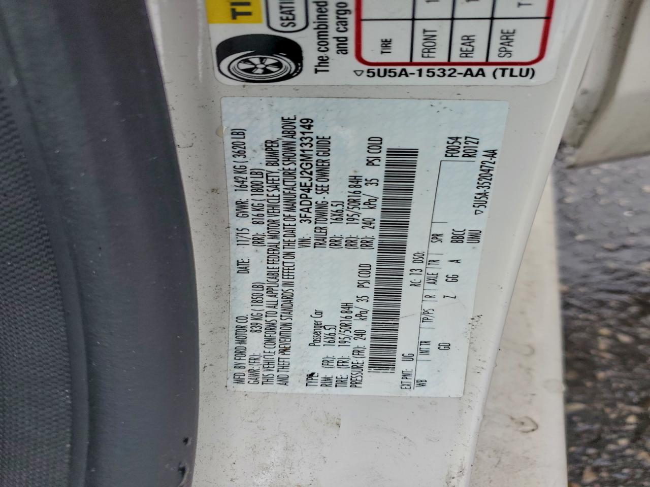 2016 Ford Fiesta Se VIN: 3FADP4EJ2GM133149 Lot: 93722915