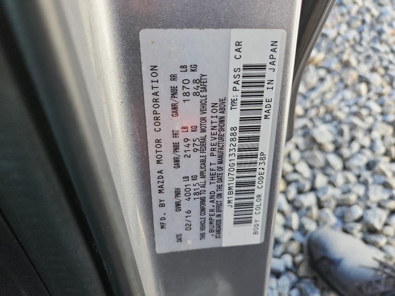 2016 Mazda 3 Sport VIN: JM1BM1U70G1332888 Lot: 92397175