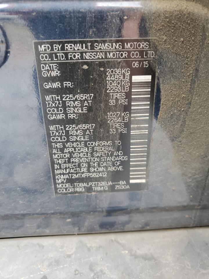 2015 Nissan Rogue S VIN: KNMAT2MTXFP582412 Lot: 93243155