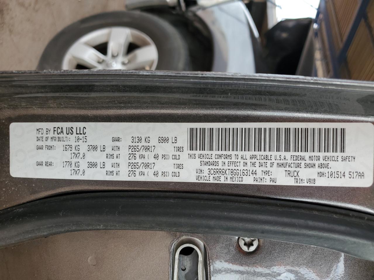 2016 Ram 1500 St VIN: 3C6RR6KT8GG163144 Lot: 92360485