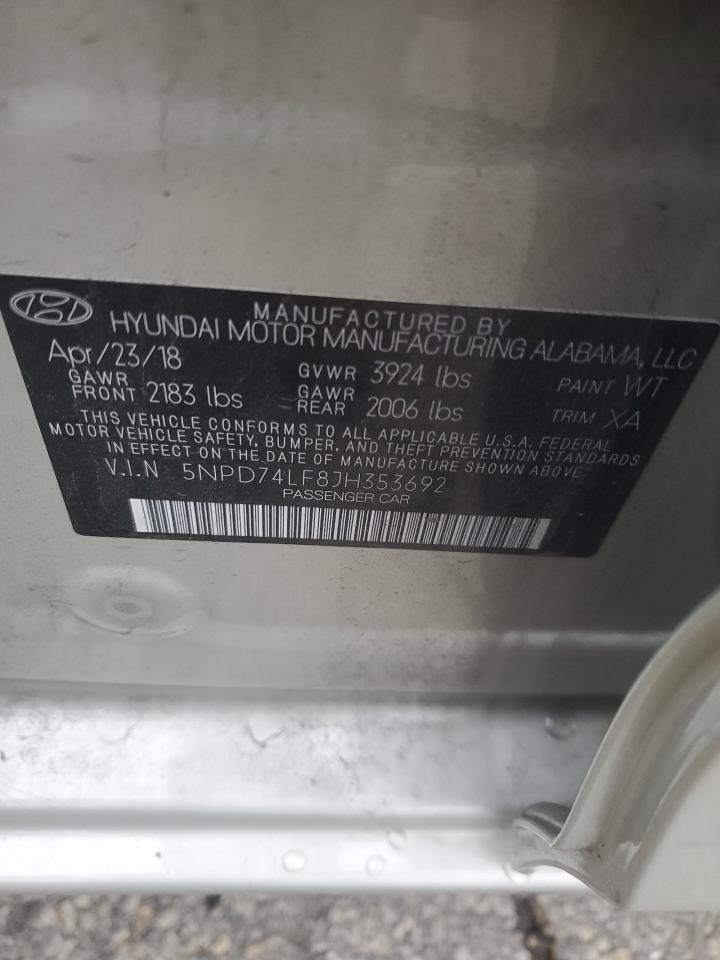 2018 Hyundai Elantra Se VIN: 5NPD74LF8JH353692 Lot: 93364825