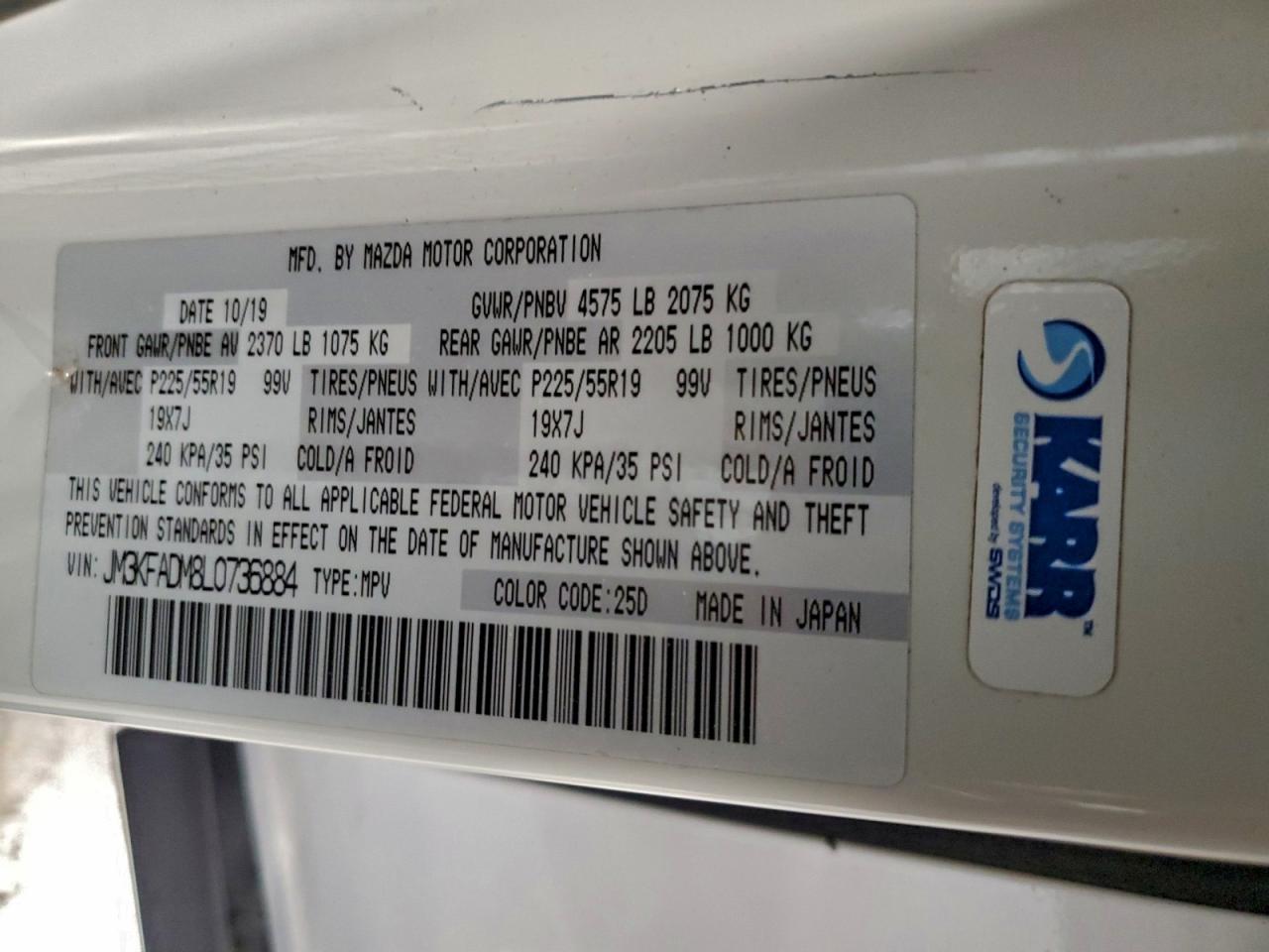 2020 Mazda Cx-5 Grand Touring VIN: JM3KFADM8L0736884 Lot: 92722995