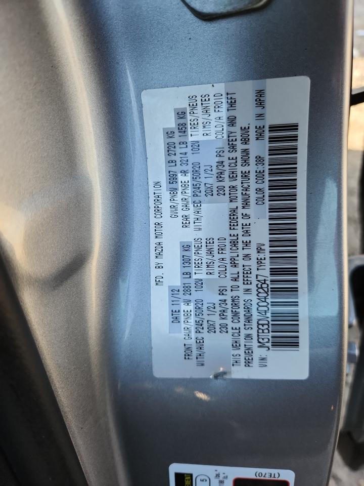 2013 Mazda Cx-9 Grand Touring VIN: JM3TB3DV4D0402647 Lot: 92648925