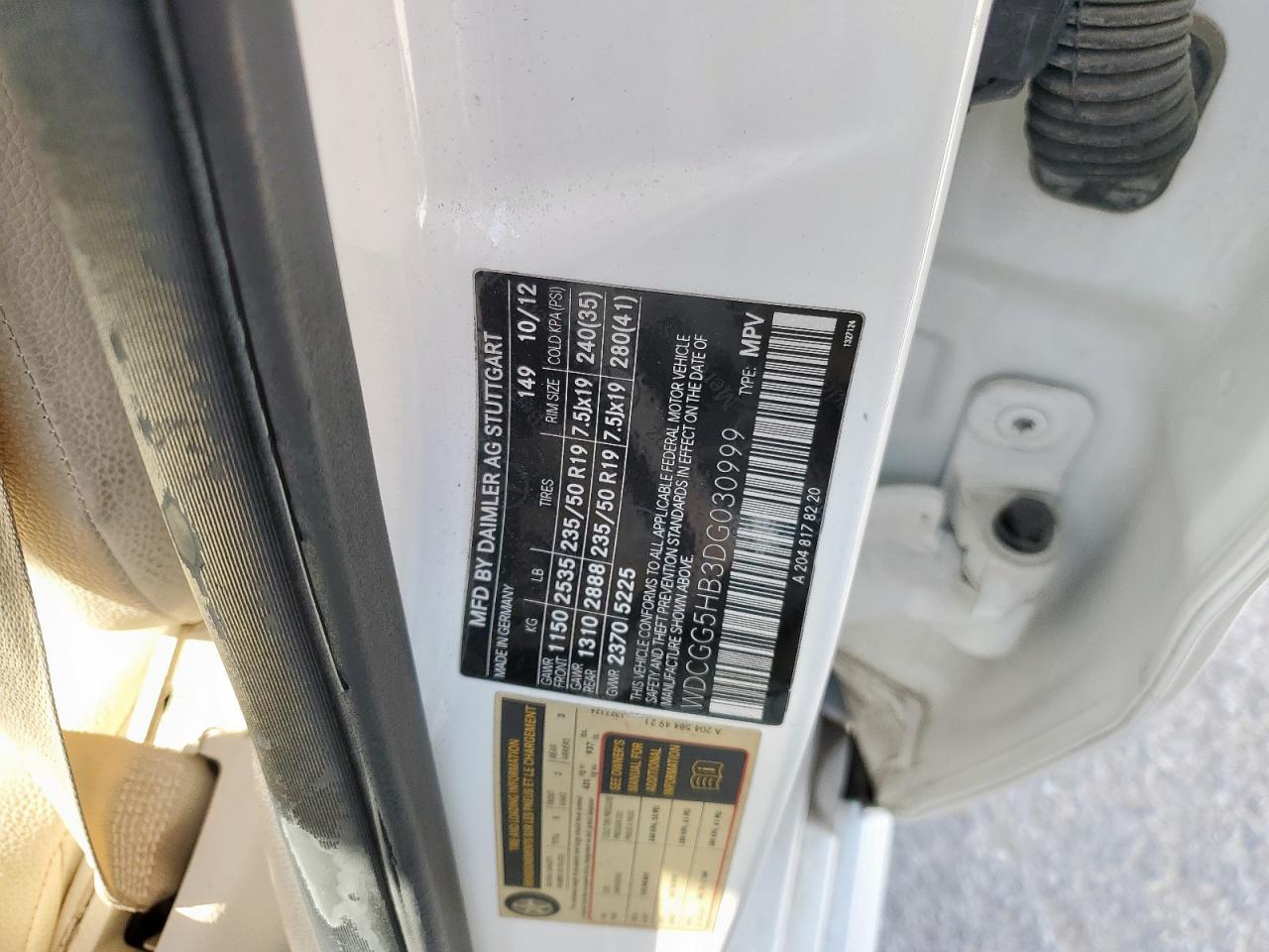 2013 Mercedes-Benz Glk 350 VIN: WDCGG5HB3DG030999 Lot: 92980385