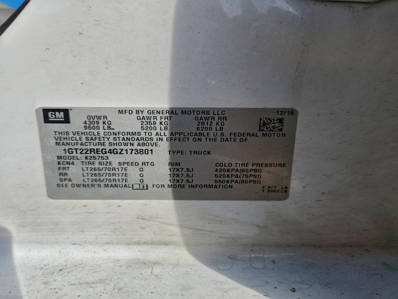 2016 GMC Sierra K2500 Heavy Duty VIN: 1GT22REG4GZ173801 Lot: 93360165