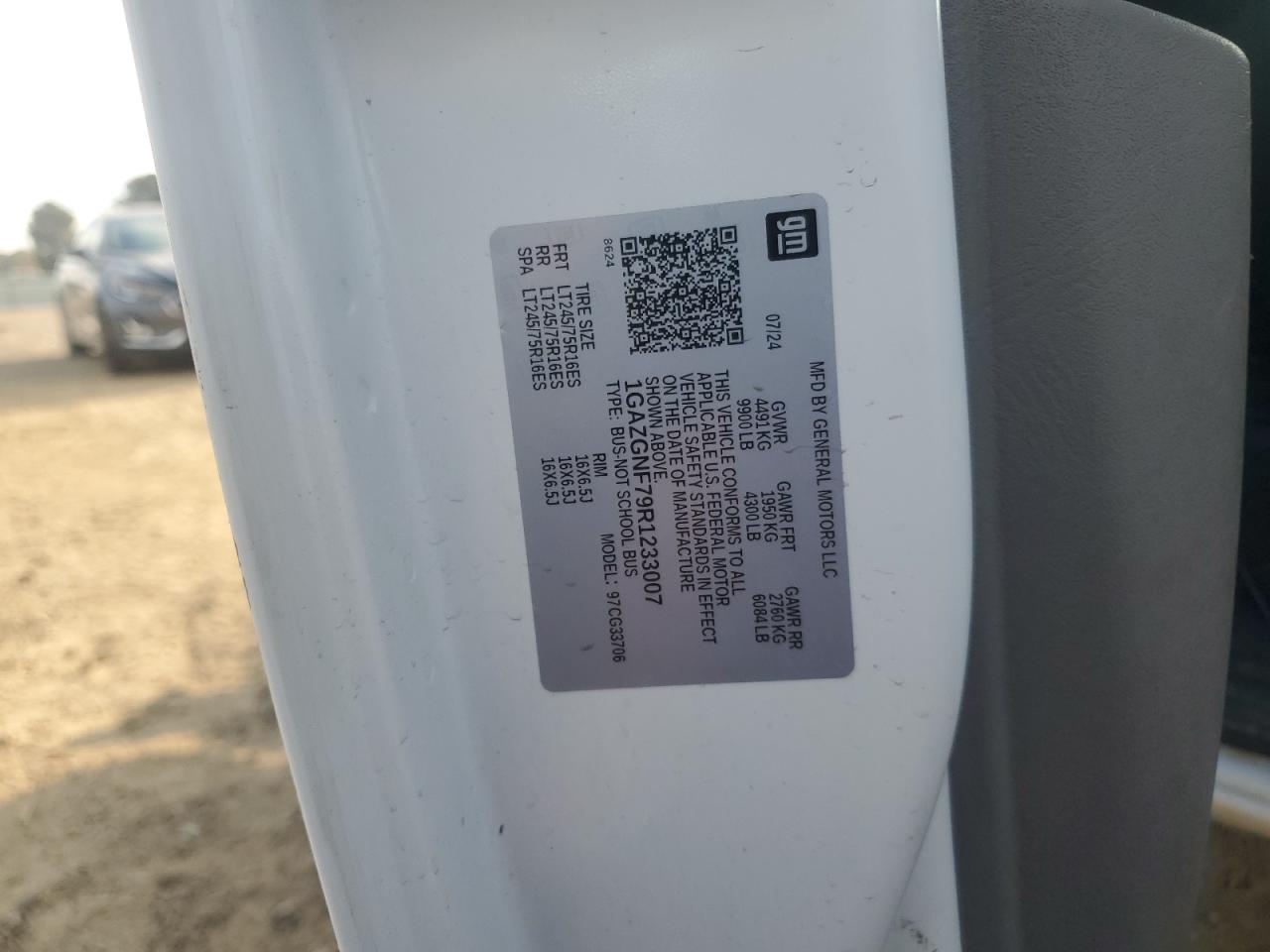 2024 Chevrolet Express G3500 VIN: 1GAZGNF79R1233007 Lot: 92258075