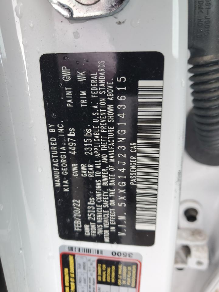 2022 Kia K5 Lxs VIN: 5XXG14J23NG143615 Lot: 92523825