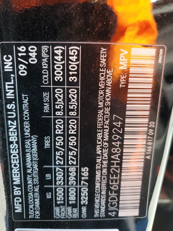 2017 Mercedes-Benz Gls 450 4Matic VIN: 4JGDF6EE2HA849247 Lot: 92639075